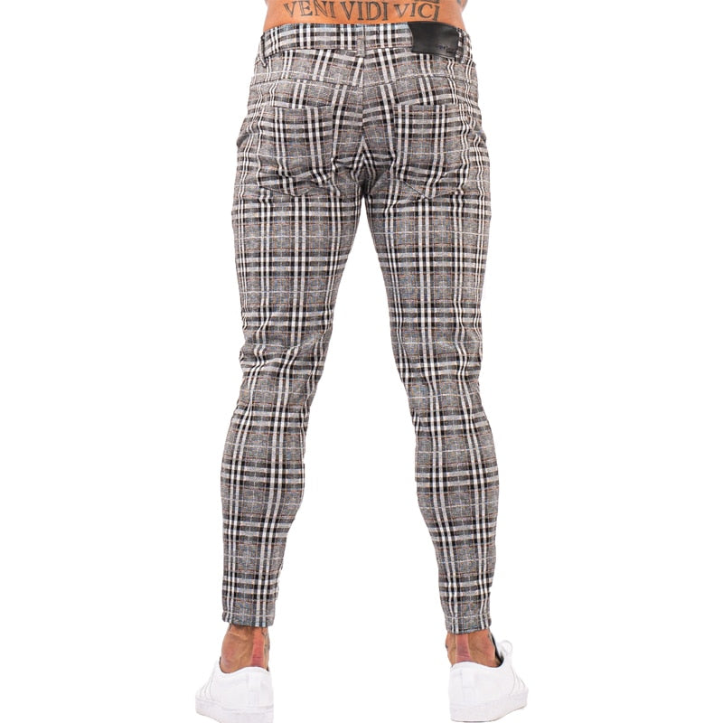 3101 Plaid Pattern Skinny Fit Chinos – Men's Luxury Boutique - X9X™