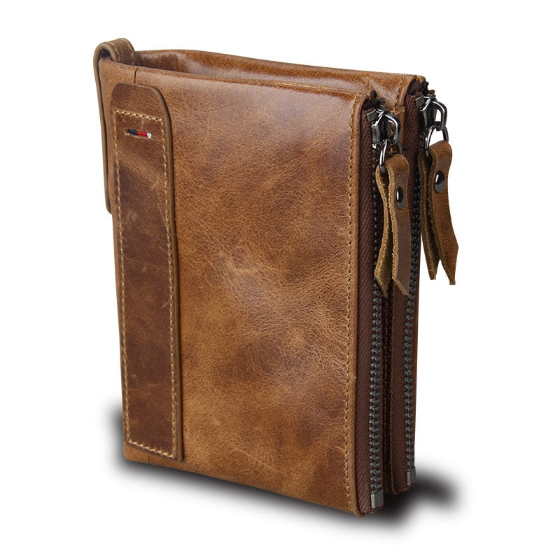 Crazy Horse Genuine Leather Double Zipper Wallet - 5 Colors – Men&#39;s Luxury Boutique - X9X™