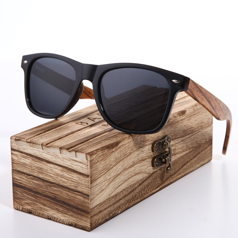 Vintage Zebra Wood Wayfarer Sunglasses 