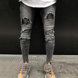 ripped skinny jeans with zippers