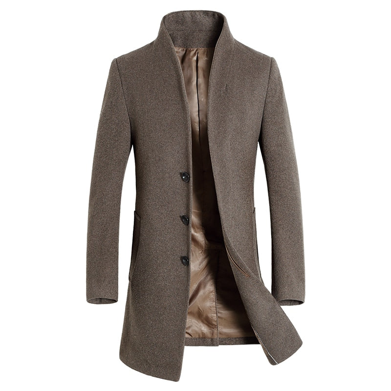 Luxury Slim Fit Long Woollen Coat – Men's Luxury Boutique - X9X™