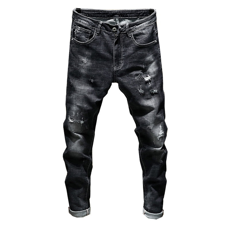 Distressed Ripped Skinny Tapered Jeans - Black – Men's Luxury Boutique ...