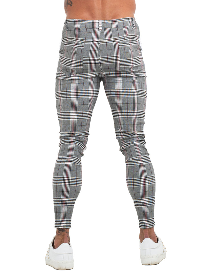 7355 Plaid Pattern Side Stripe Skinny Chinos – Men's Luxury Boutique - X9X™