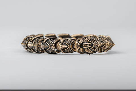 Viking Chain Bracelet With Jormungandr, Viking Armband With Chain Links, Bronze - Northlord (4)