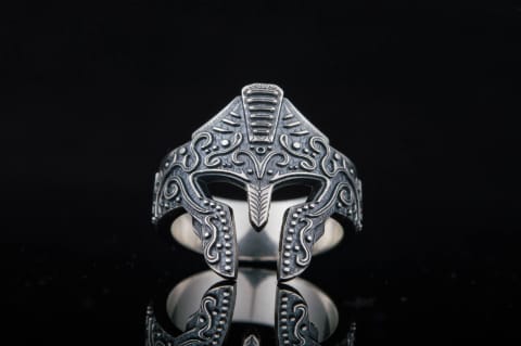 SPARTAN WARRIOR Skull Ring for Men in Sterling Silver by Ecks