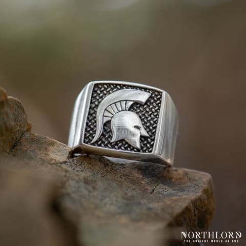 Spartan Helmet Ring, Spartan Jewelry, Modern Ring with Greek motifs, Silver - Northlord (5)