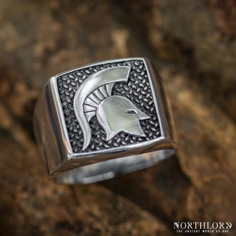 Spartan Helmet Ring, Spartan Jewelry, Modern Ring with Greek motifs, Silver - Northlord (6)