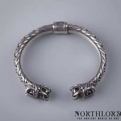 Viking Arm ring, Viking Bangle Cuff with Dragon heads, Pewter - Northlord