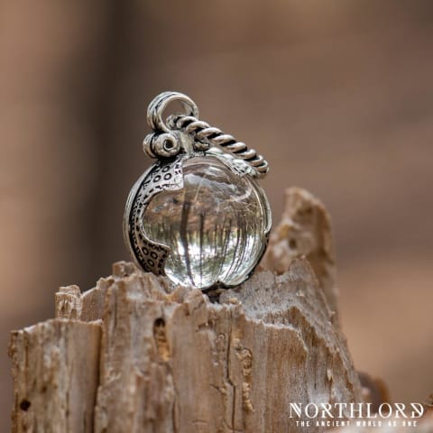 Viking Pendant With Glass Sphere, Gotland Glass Ball Pendant For Women, Silvered Bronze - Northlord