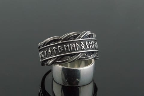 Runic Ring - Chainmail, 925 Silver — VikingStyle