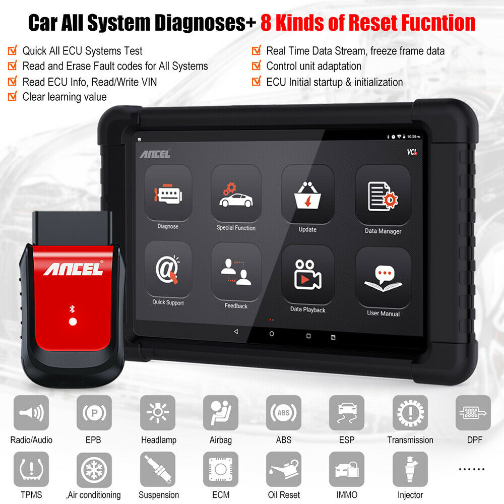 Ancel X6 Bluetooth All System Code Reader Car Diagnostic Tool with 10