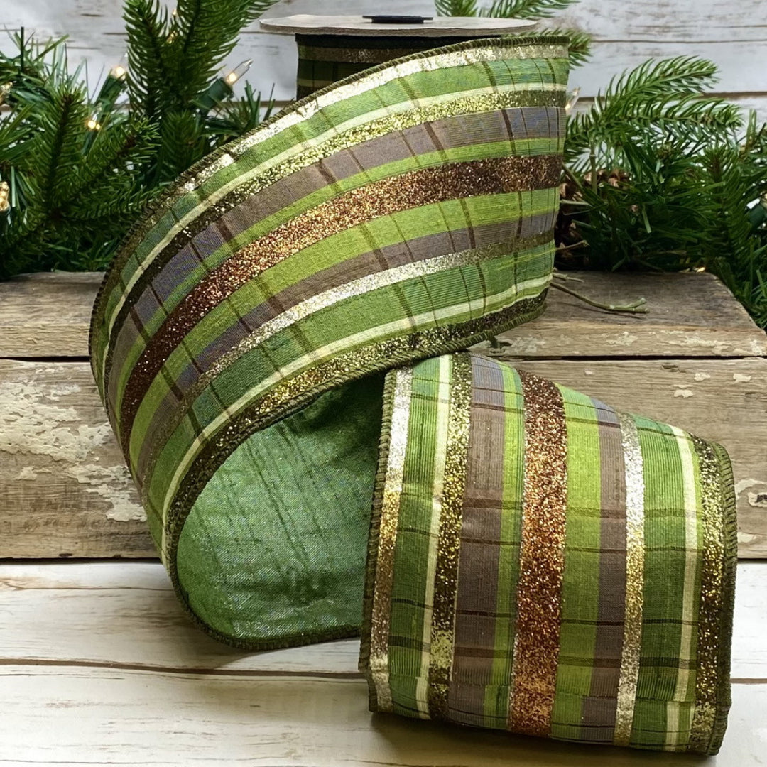 GREEN, RED, & WHITE METALLIC PLAID RIBBON – Walker Boutique