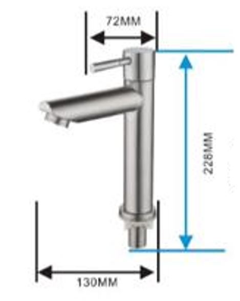 Showy 3506-000 Wand lever quarter turn SUS 304 S/S basin tap (180mm)