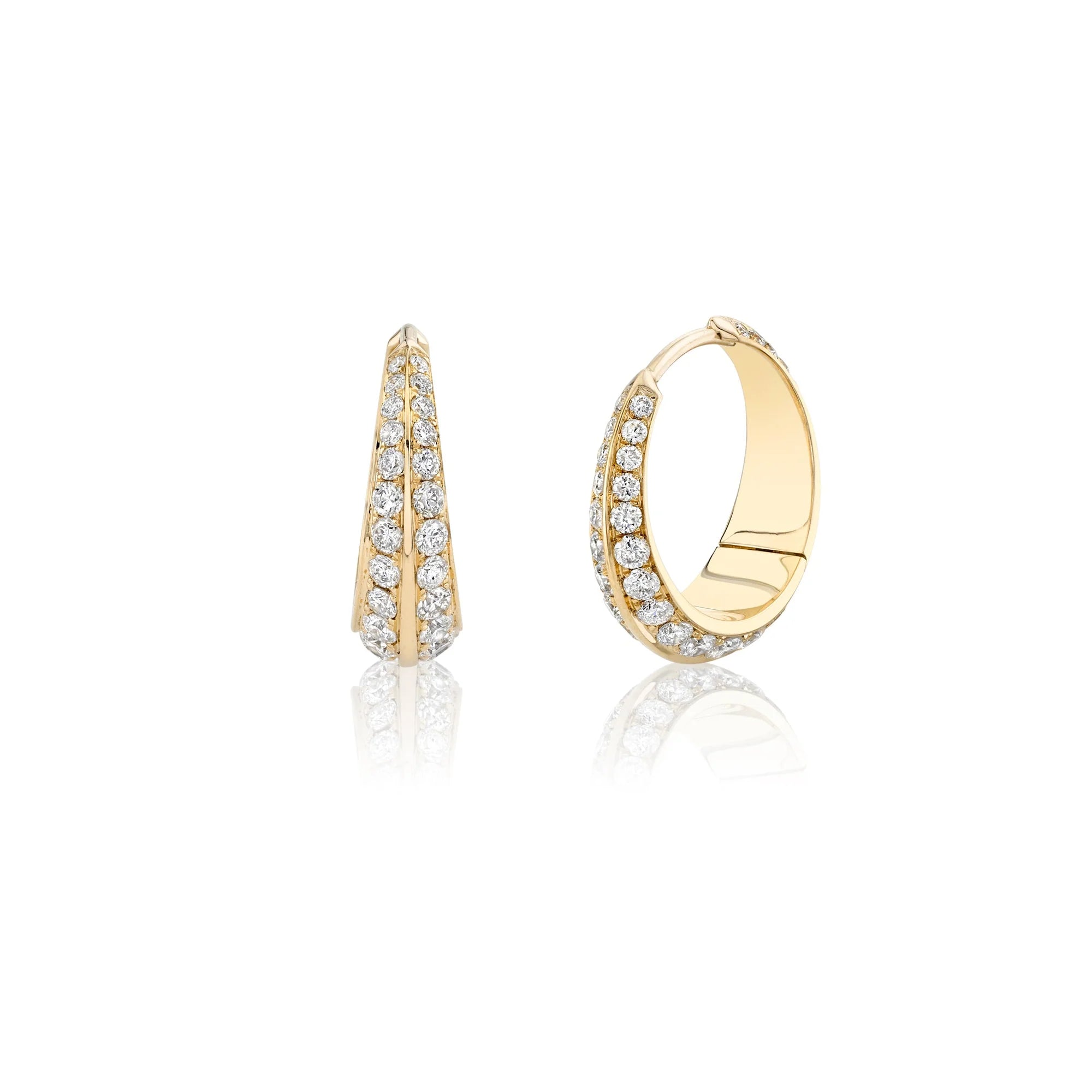 Large 2-Sided Pave Crescent Hoop - Pair