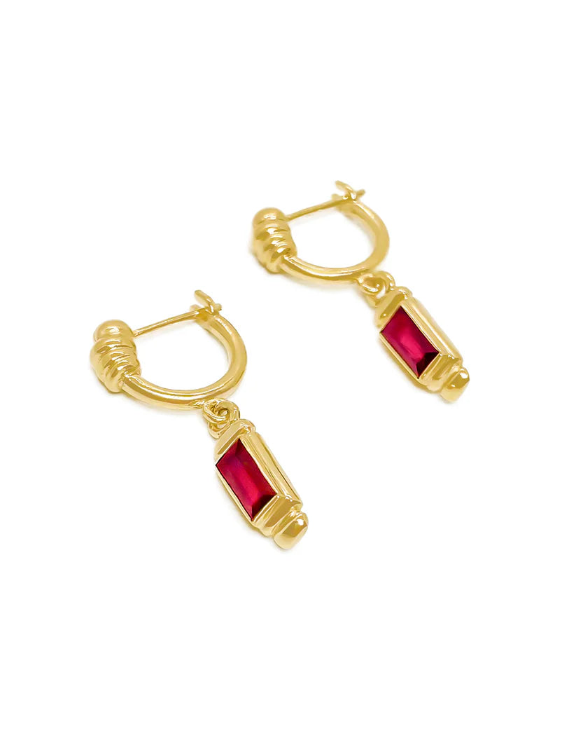 Ruby Baguette Drop Earrings