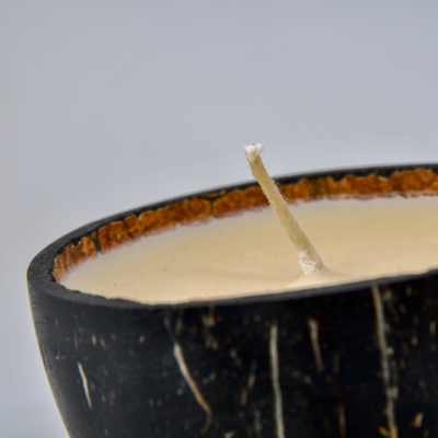 Coconut Candle | Natural Air Purifying Candle on Brown Living