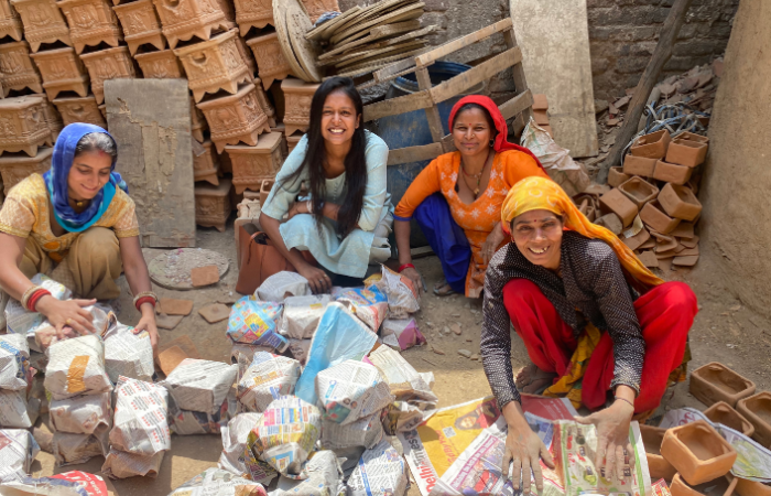 Surbhi Agarwal, Founder of Pravaah with Indian rural women artisans