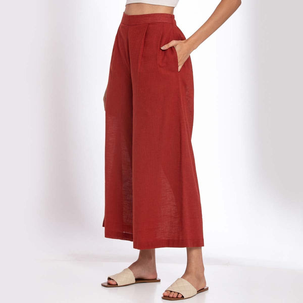 Buy Red linen trousers Designer Wear  Ensemble
