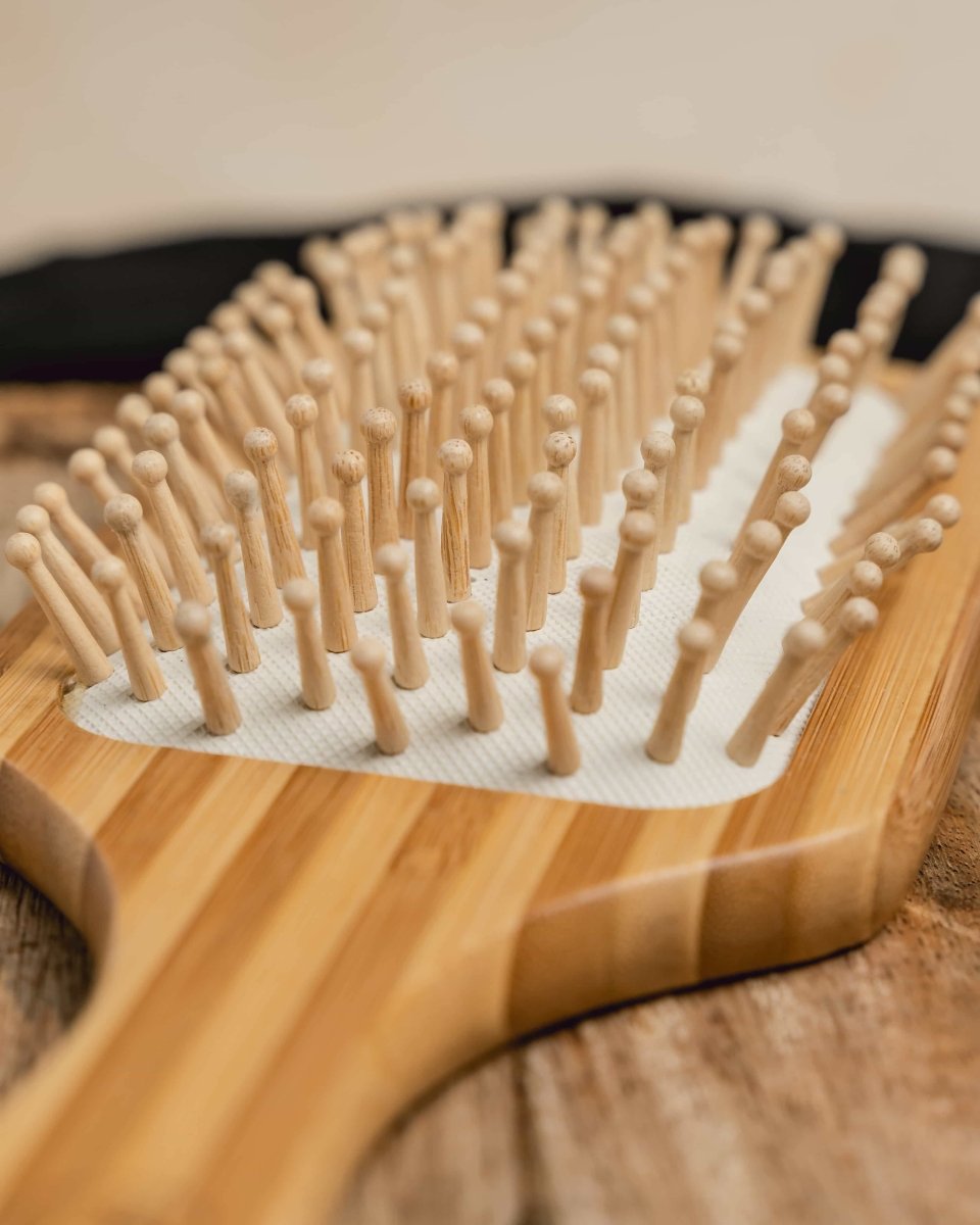 Majestique Wood Hair Brush Eco Friendly Paddle Hairbrush Natural Wooden  Bamboo Brush with Metal Pin Bristles 