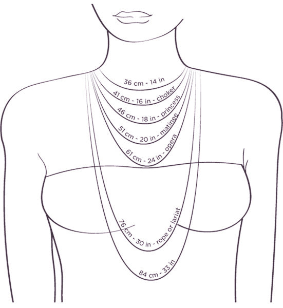 Necklace lengths cm - inches