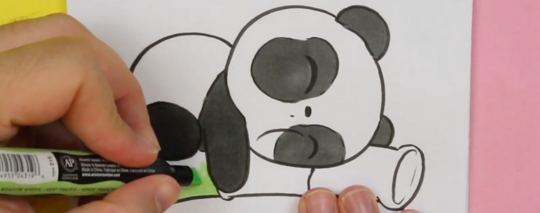 dessin panda avec bambou