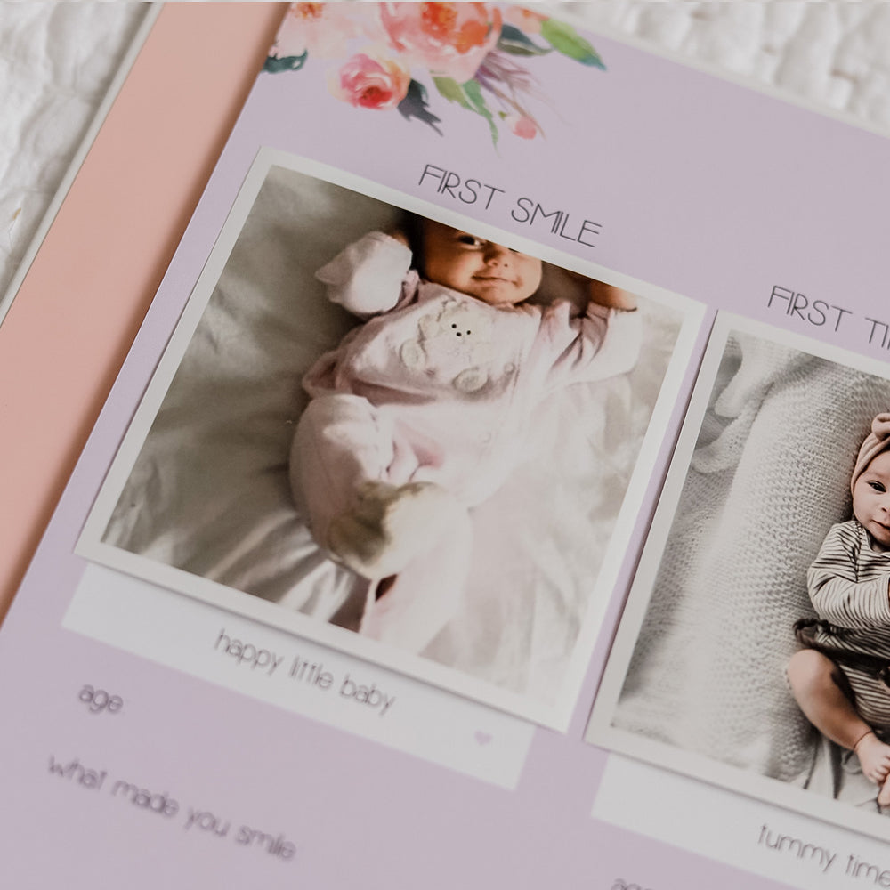 'Bloom' Baby Record Book for Girls Peachly Peachly