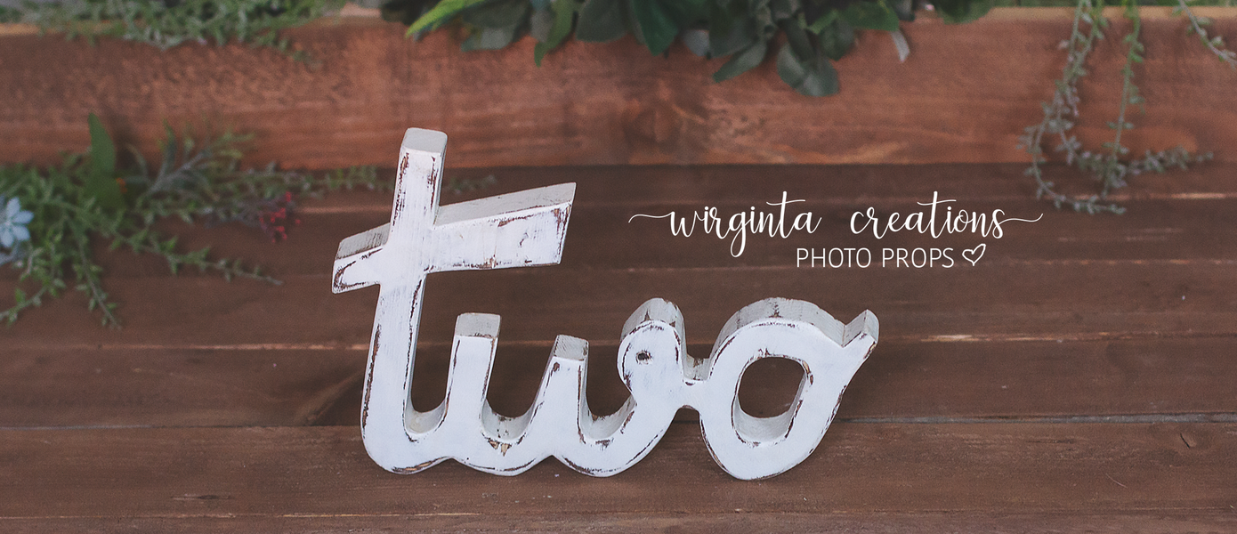 Wooden number one and matching 1/2 set. Free-standing distressed white -  Wirginta Creations