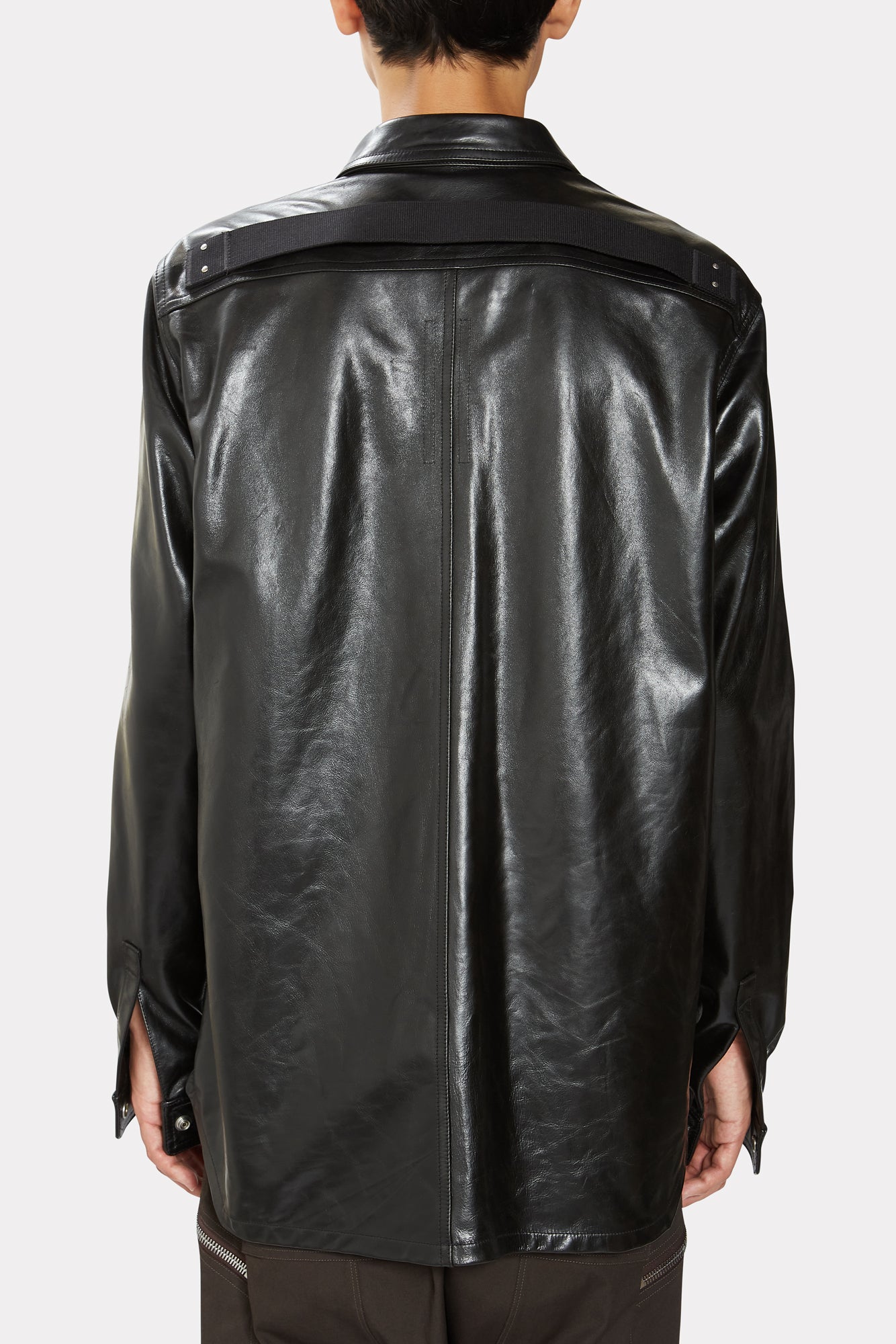 Rick Owens - BLACK LEATHER PERFORMA OUTERSHIRT – LAB STORE LONDON
