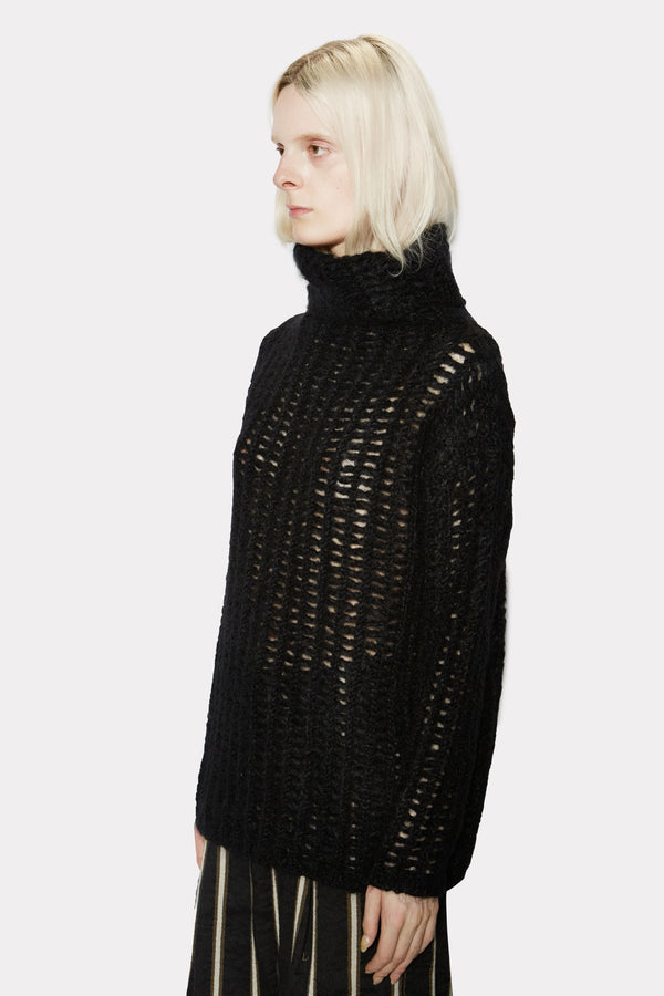 LGN LOUIS GABRIEL NOUCHI - MOCK NECK JUMPER IN OPENWORK KNIT