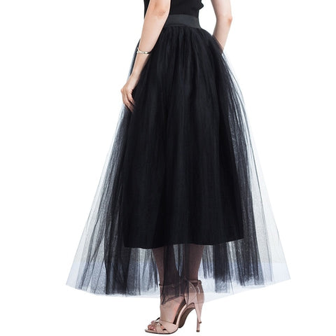 4 Layers 100cm Floor Length Skirts For Women Elegant High