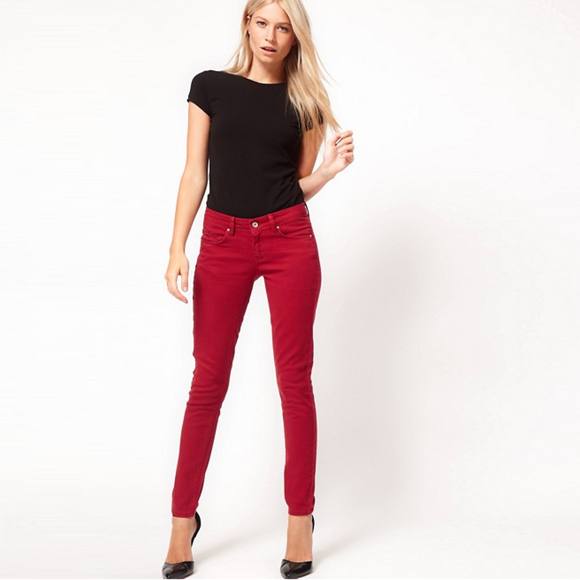 S.P.R.I.N.G.F.I.E.L.D - Women 'Red' Skinny Fit Jeans SF07 - greenshoppy.com