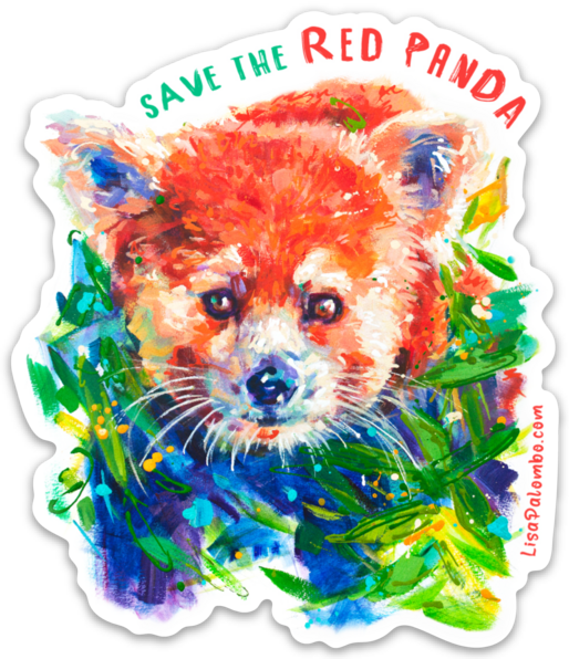 red panda save the red panda - Sticker – Lisa Palombo