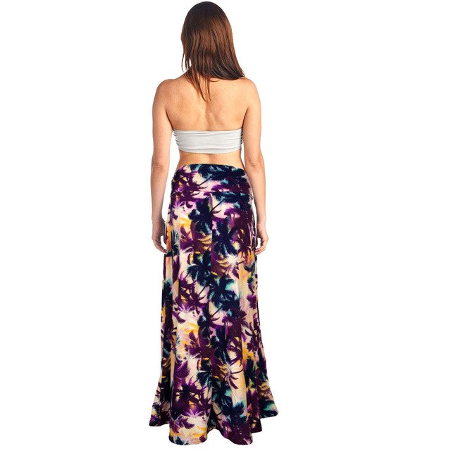 High Waisted Poly Span Floral Print Maxi Skirt Women S Floor Length Skirt Plus Size Women Skirt