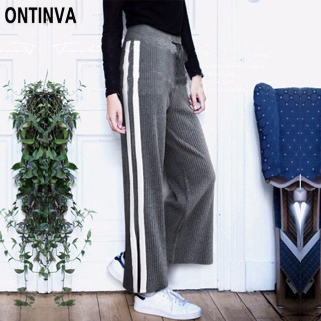 side stripe palazzo pants