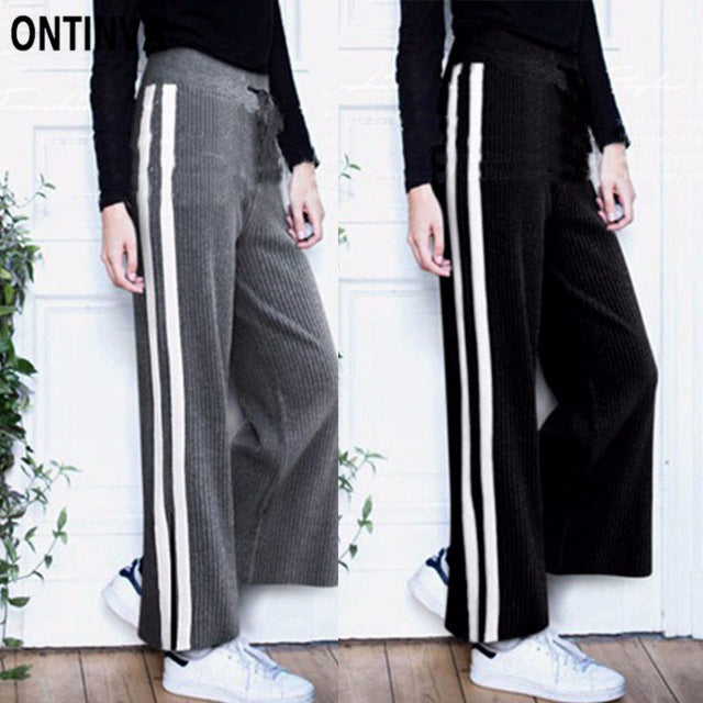 side stripe palazzo pants