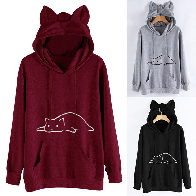 cat ear zip up hoodie