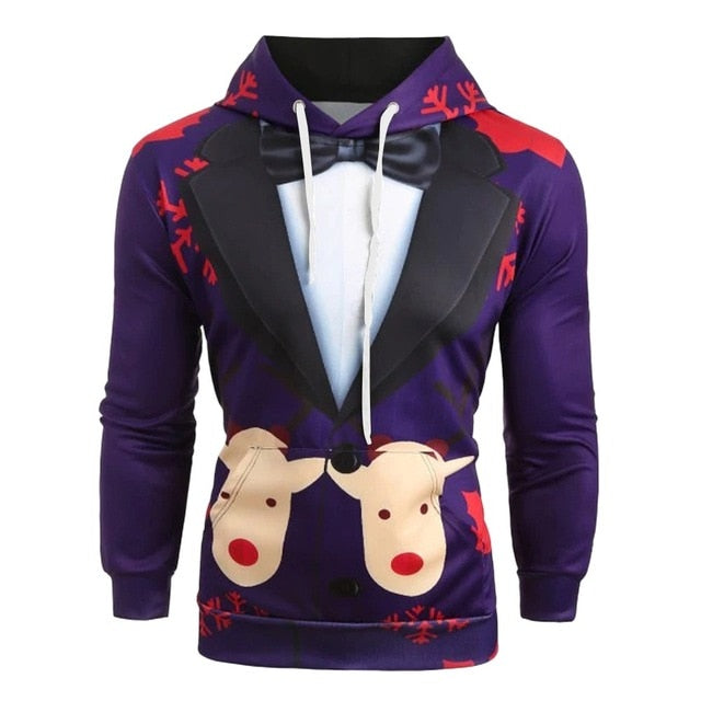 fashion 3d suit pattern print long sleeve hoodie