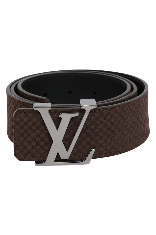 LOUIS VUITTON LV Initiales Monogram Canvas Silver Buckle Belt Brown