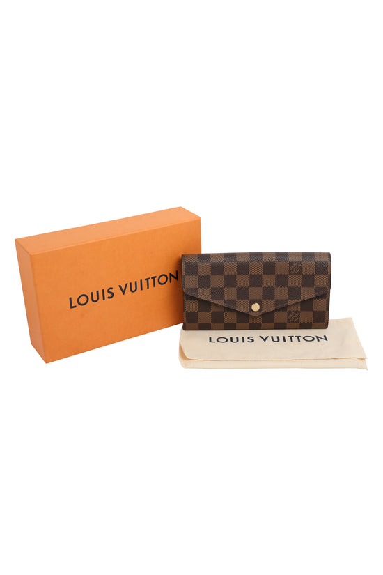 Authentic Louis Vuitton Damier Ebene Canvas Sarah Wallet