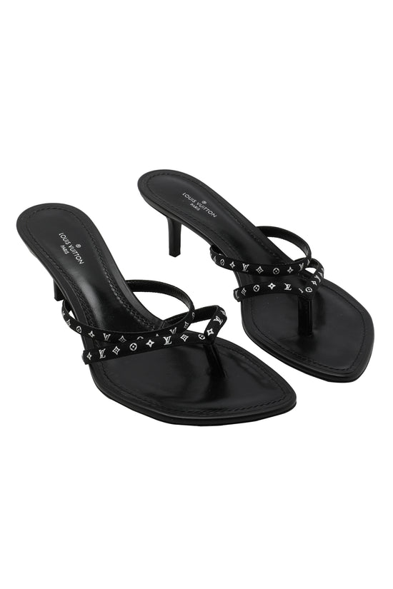 LOUIS VUITTON Black Citizen Monogram Thong Sandals - Size 36 / US