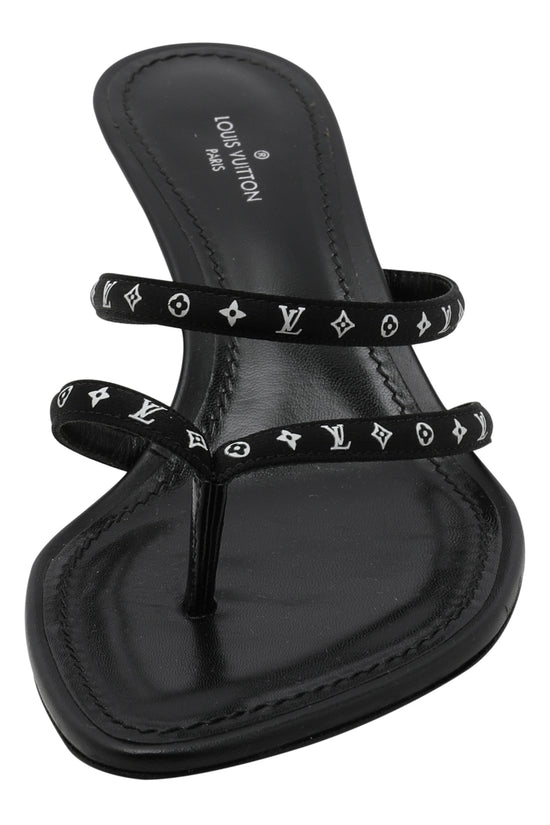 LOUIS VUITTON Black Citizen Monogram Thong Sandals - Size 36 / US