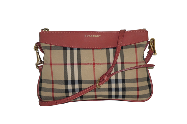 Burberry Pink Leather-Trimmed House Check Shoulder Bag – The Plush Posh