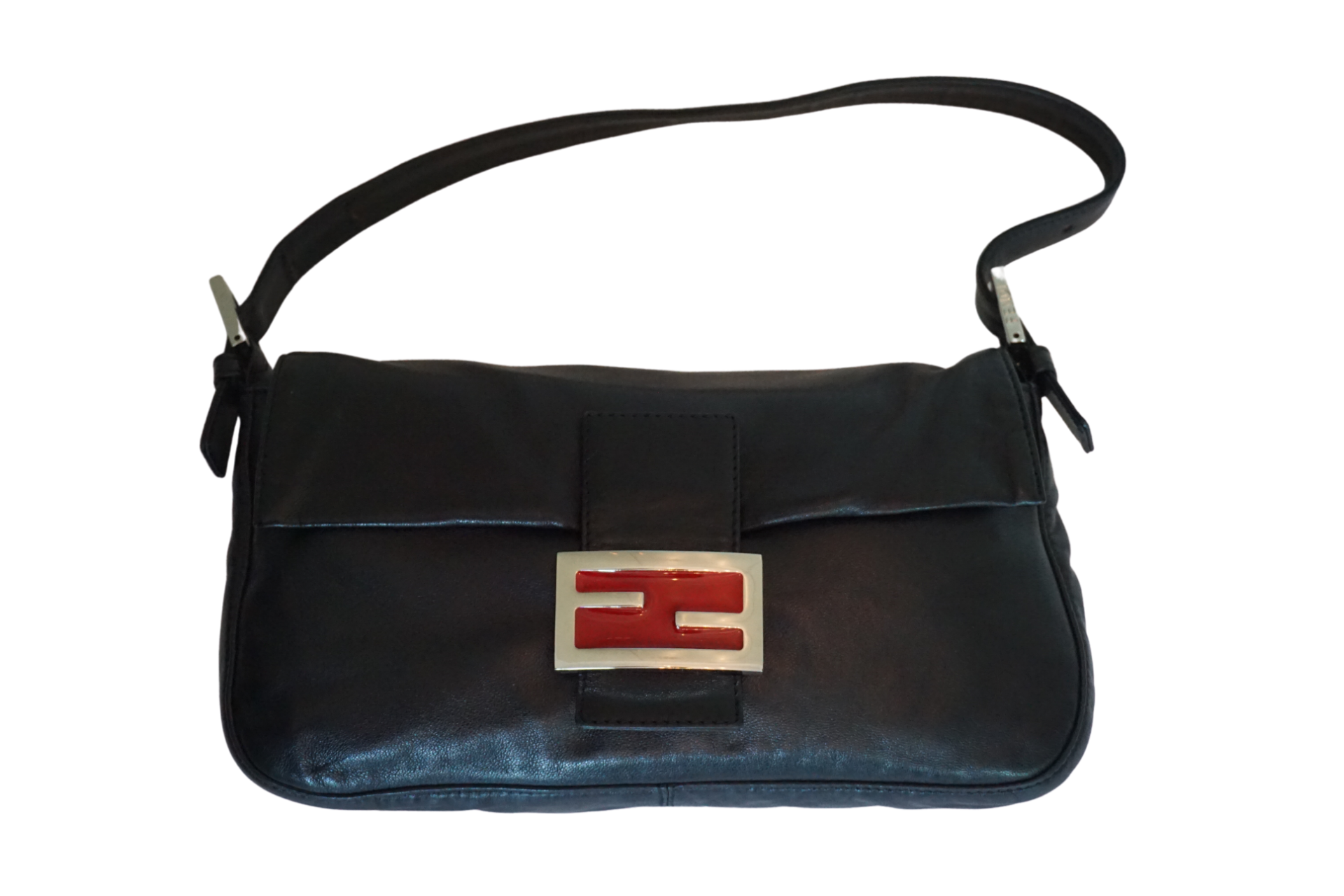 Fendi, Bags, Vintage Fendi Black Leather Baguette Bag