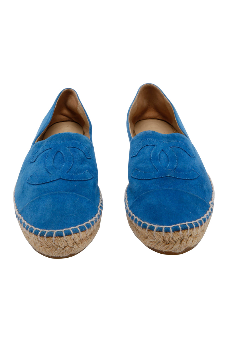 chanel blue suede espadrilles