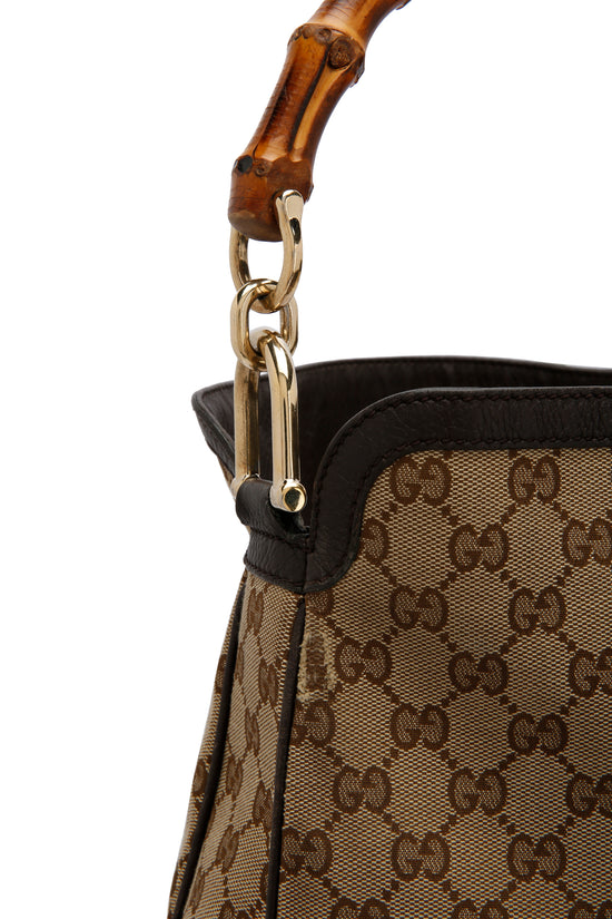 Gucci Beige/Ebony GG Fabric Bamboo Bullet Tote Bag - Yoogi's Closet