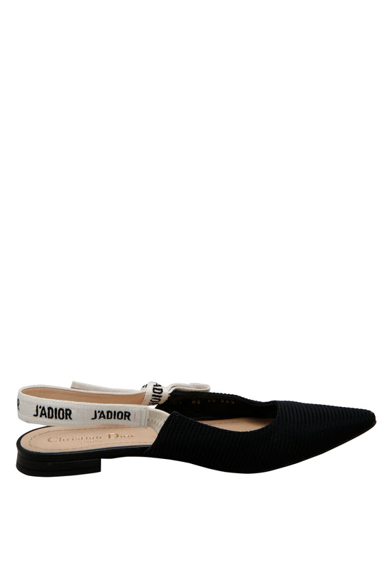 J'Adior Slingback Flat Black Technical Fabric