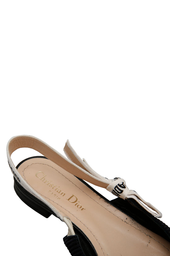 J'ADIOR SLINGBACK BALLERINA FLAT Black Technical Fabric EU 37