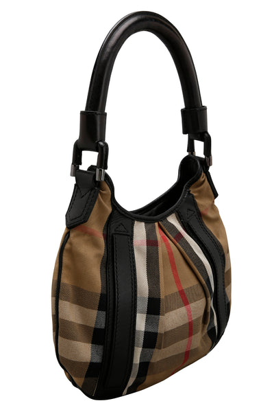 Burberry House Check Canvas and Black Leather Phoebe Hobo – The Plush Posh
