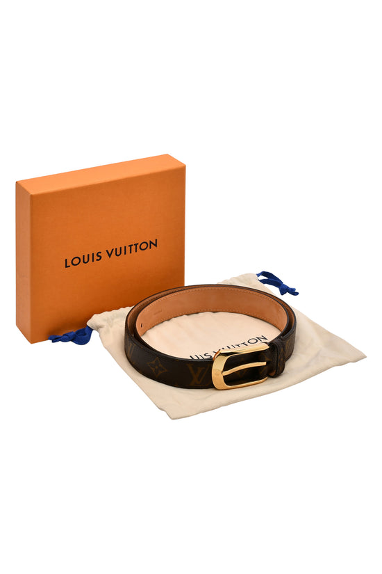 Louis Vuitton Damier Ebene Canvas LV Initiales Slim Belt 80CM