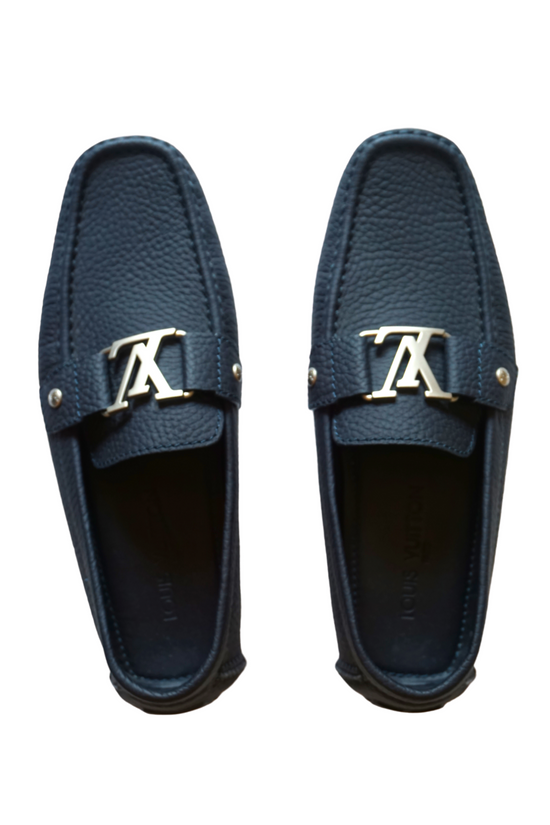 LOUIS VUITTON MOCCASIN SHOES 10 44 MONTE CARLO NAVY BLUE LEATHER